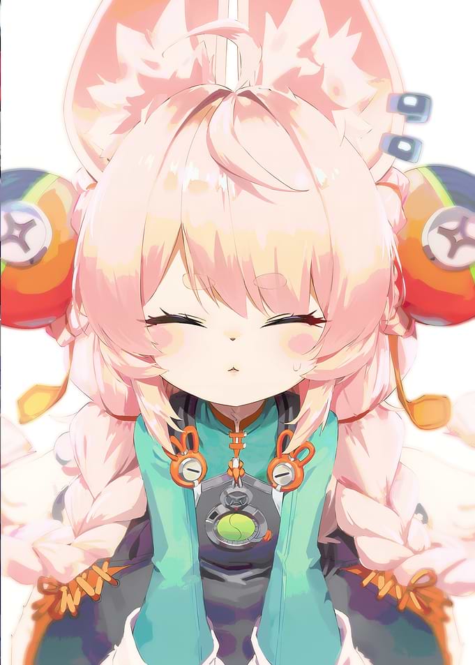 Anime Girl with Pink Hair and Braids