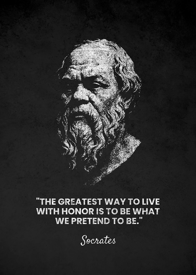 Socrates Honor Quote Portrait Black and White