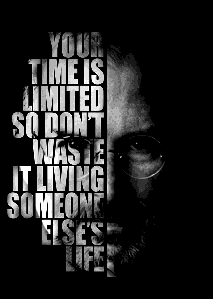 Steve Jobs Quote Portrait Black and White