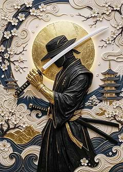 Golden Sun Samurai Warrior