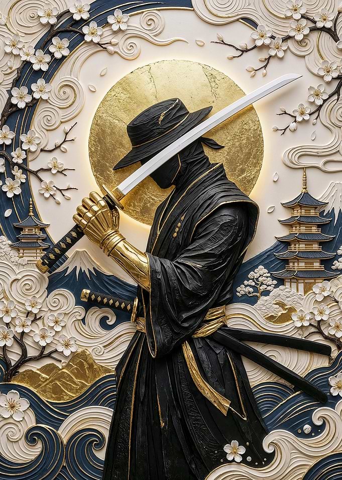 Golden Sun Samurai Warrior