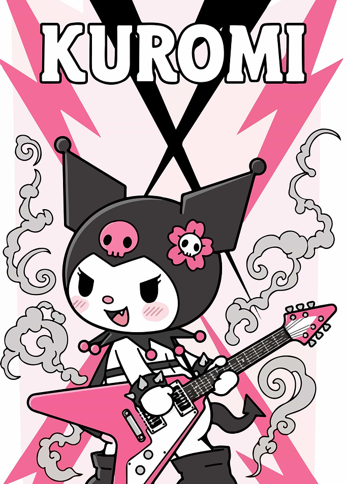 Kuromi Rock Star Cartoon Illustration