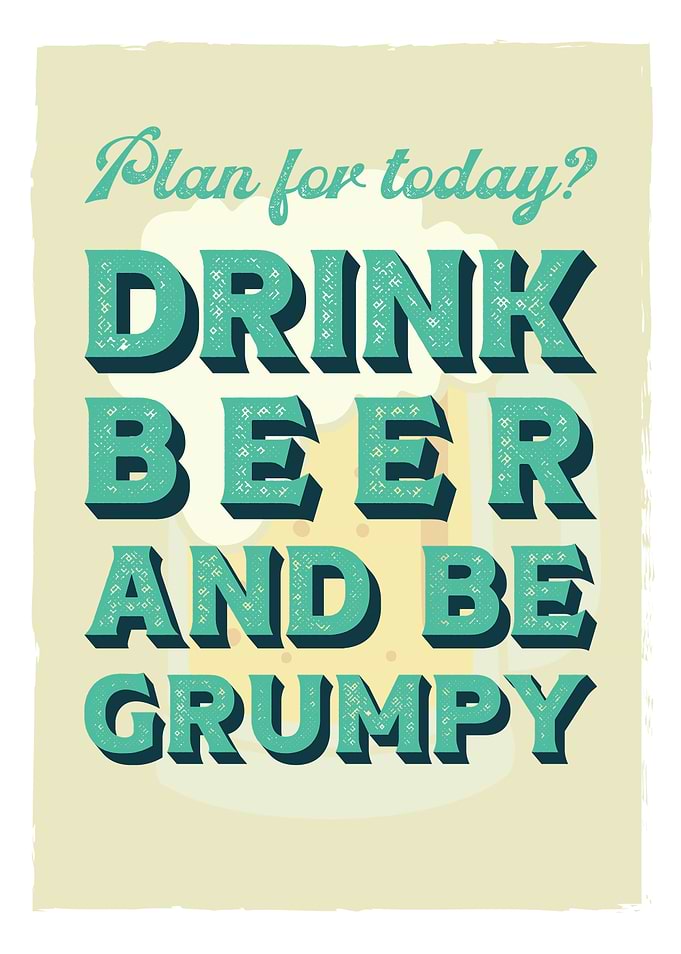 Funny Beer Quote Poster. Retro Typography Bar Wall Art