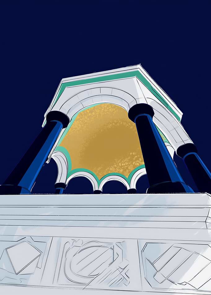 Architectural Structure with Columns and Arches