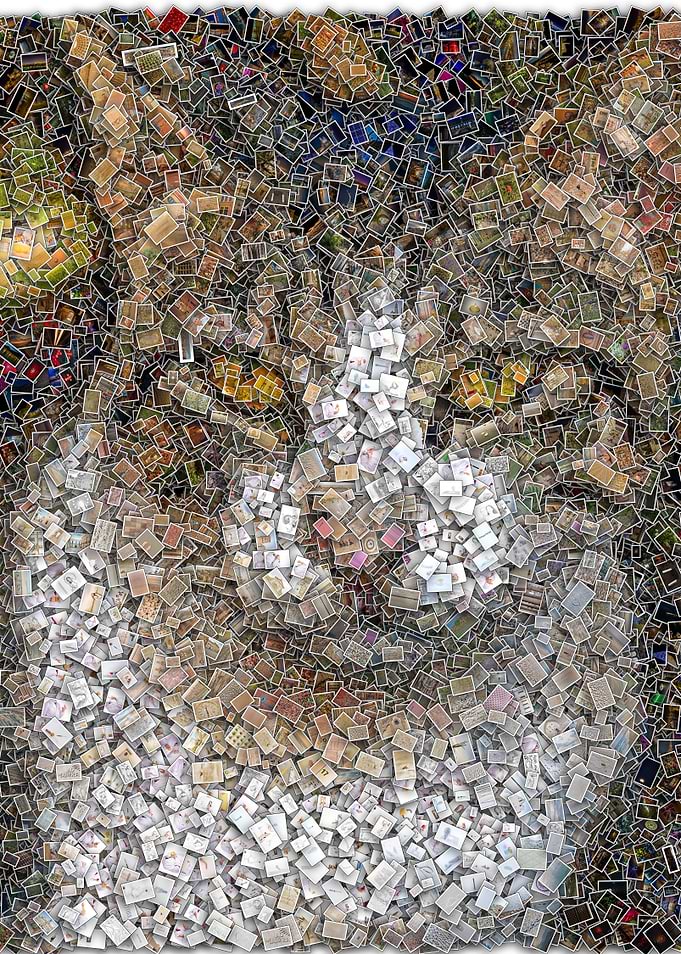 Regal Cat Portrait - Freeform Photographic Mosaic Thousands of Tiles