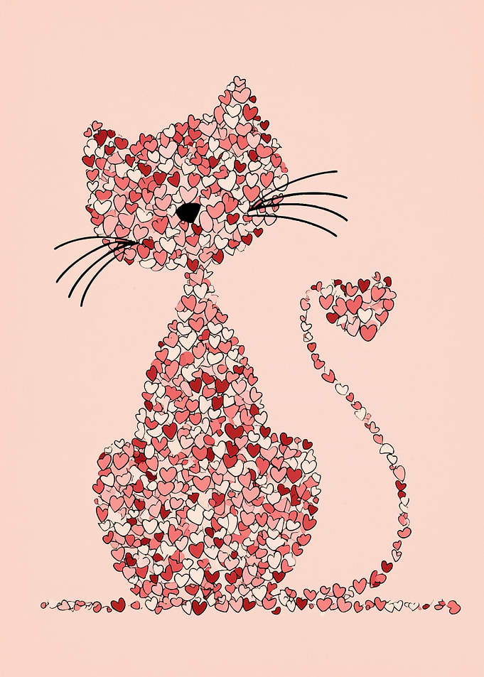 Heart Cat Illustration