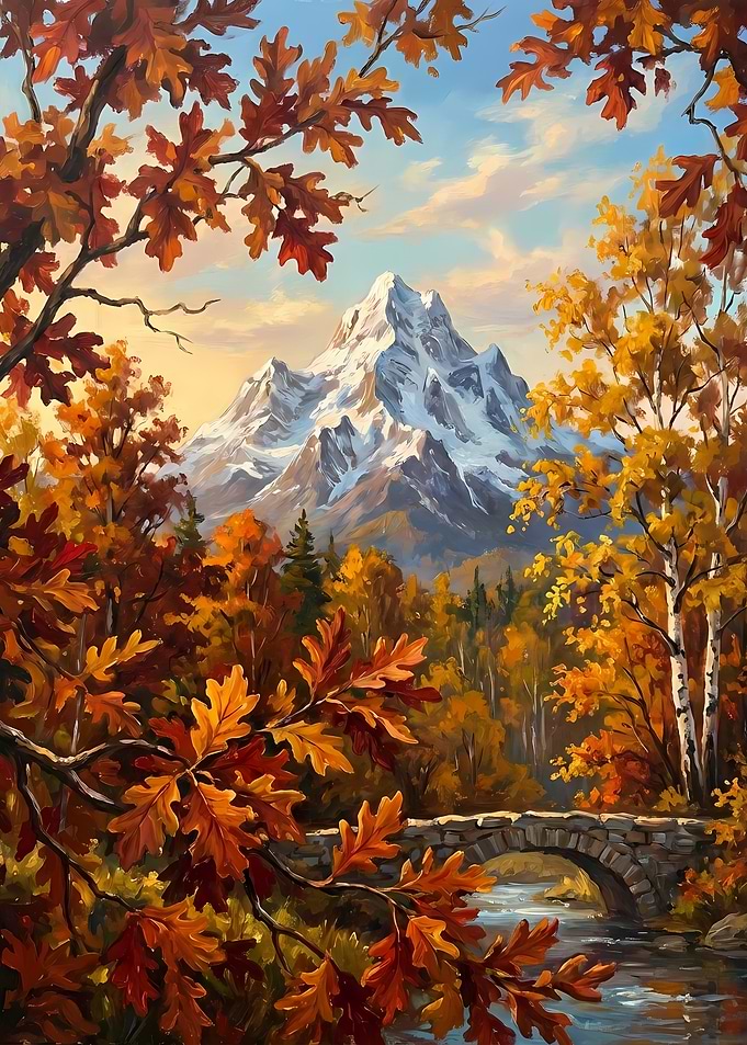 Autumn Mountain Landscape Painting
