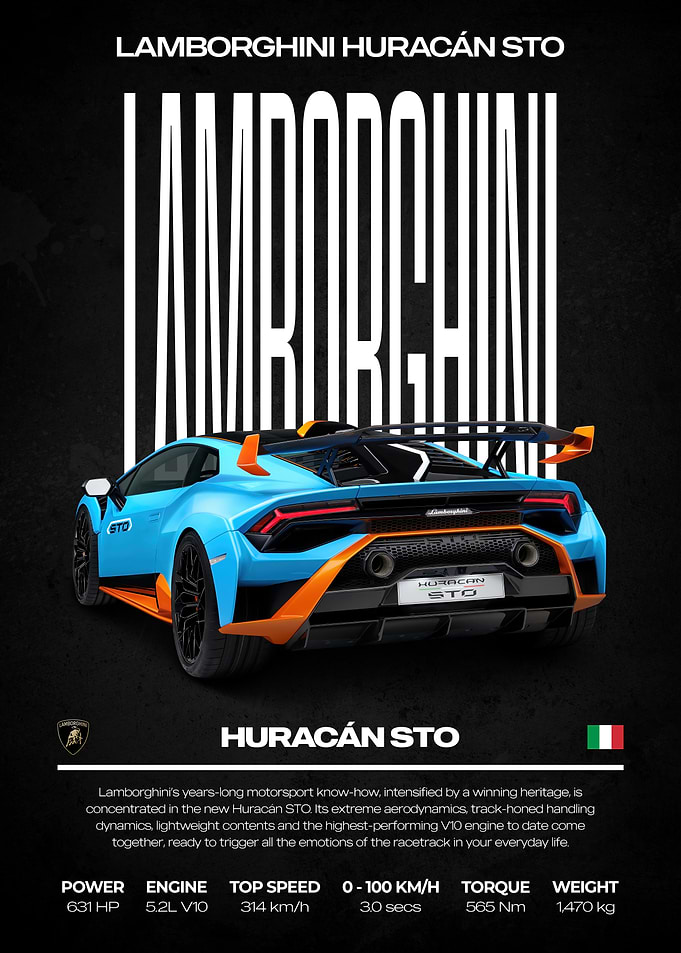 Lamborghini Huracán STO Car Poster