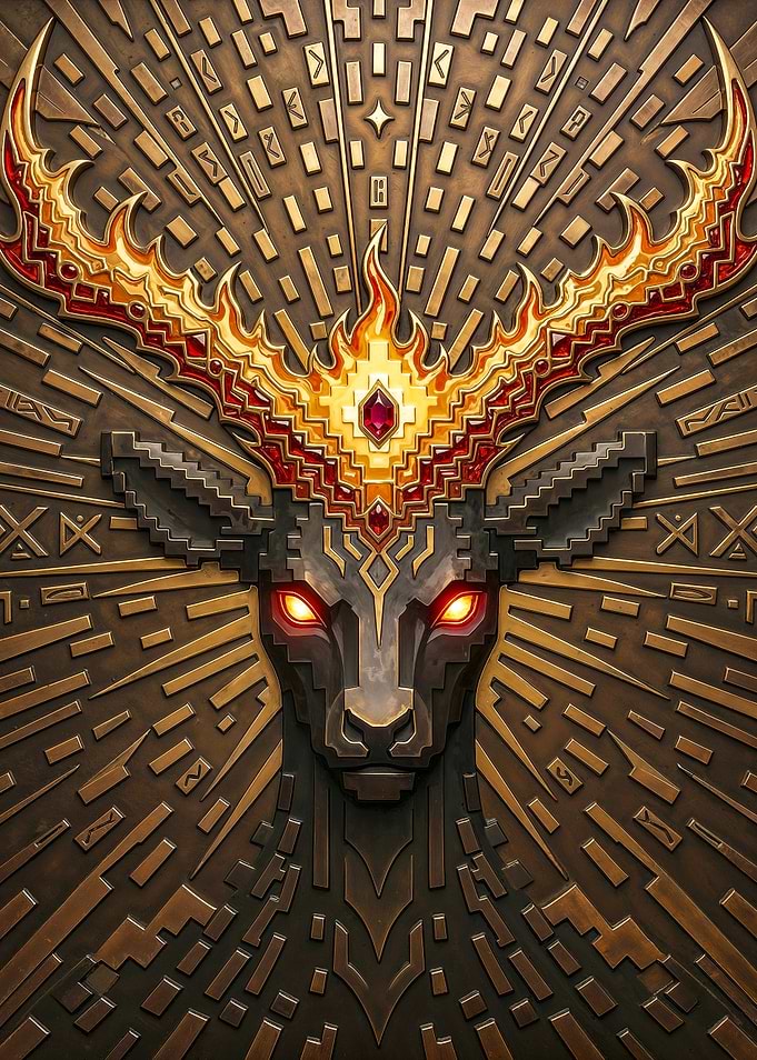 Bronze Pixel Fire Stag