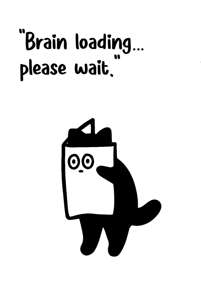 Brain Loading Cat Cartoon