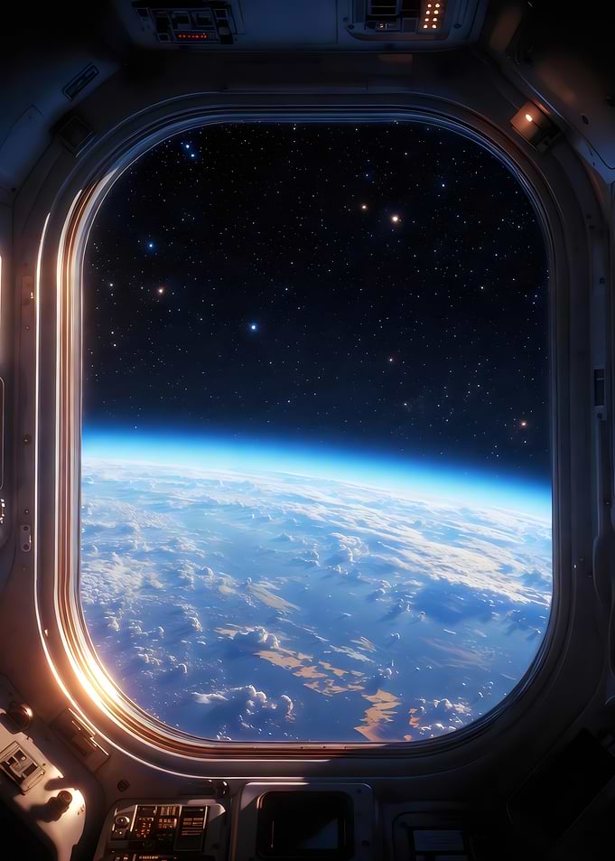 Earth view from spaceship window