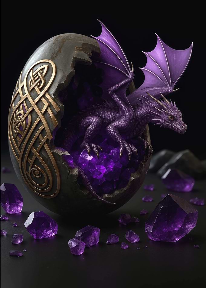 Dragon Hatching from Crystal Egg