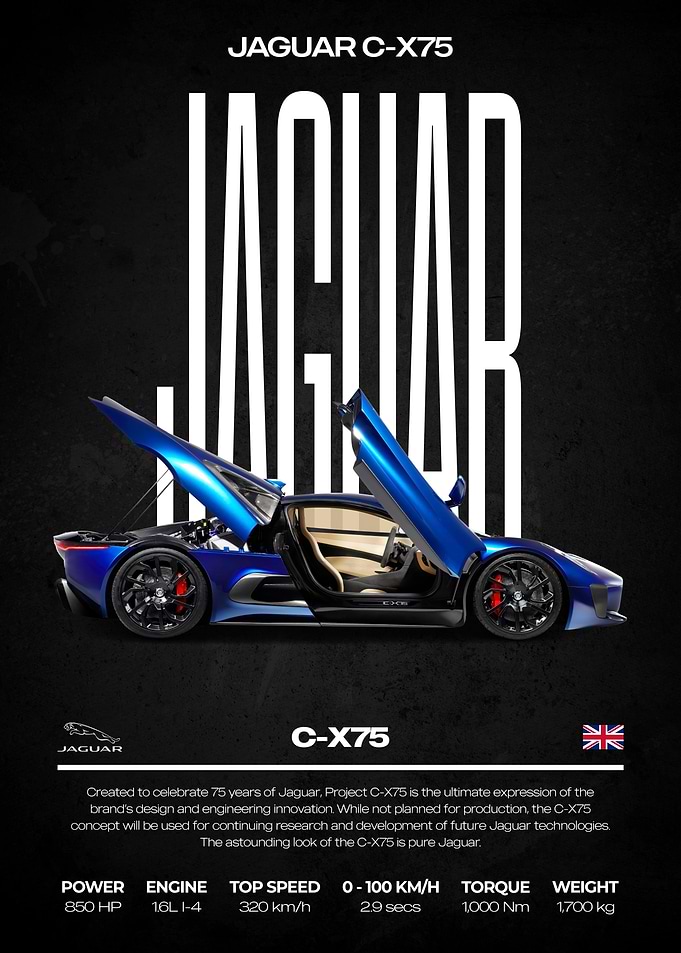 Jaguar C-X75 Car Poster