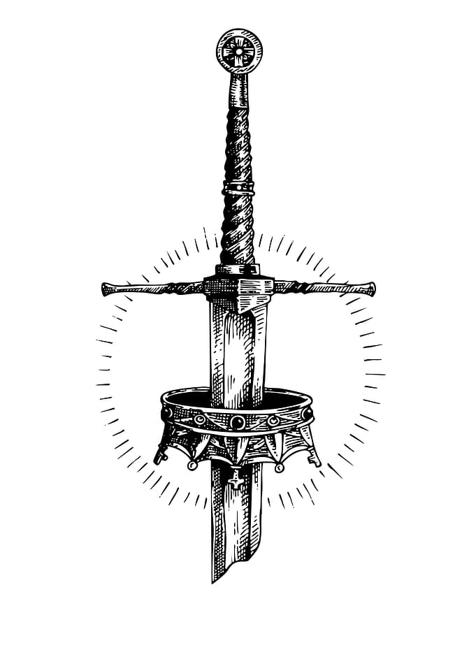 Sword and Crown Black and White