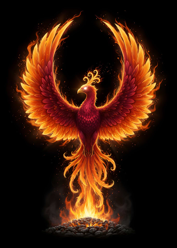 Fiery Phoenix Rising Illustration