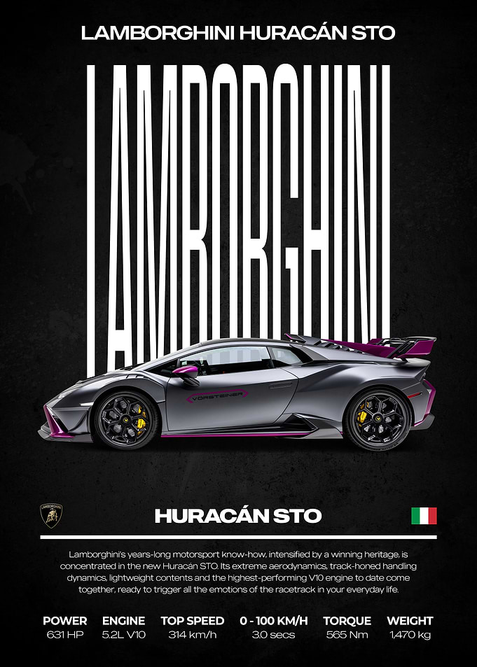 Lamborghini Huracán STO Car Poster