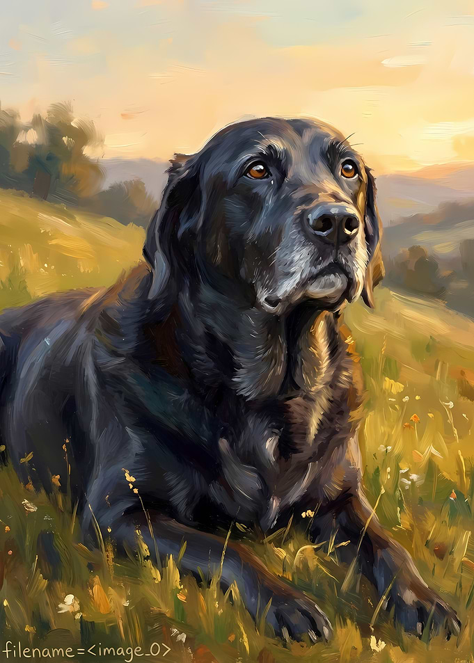 Black Labrador Portrait in Field Painting