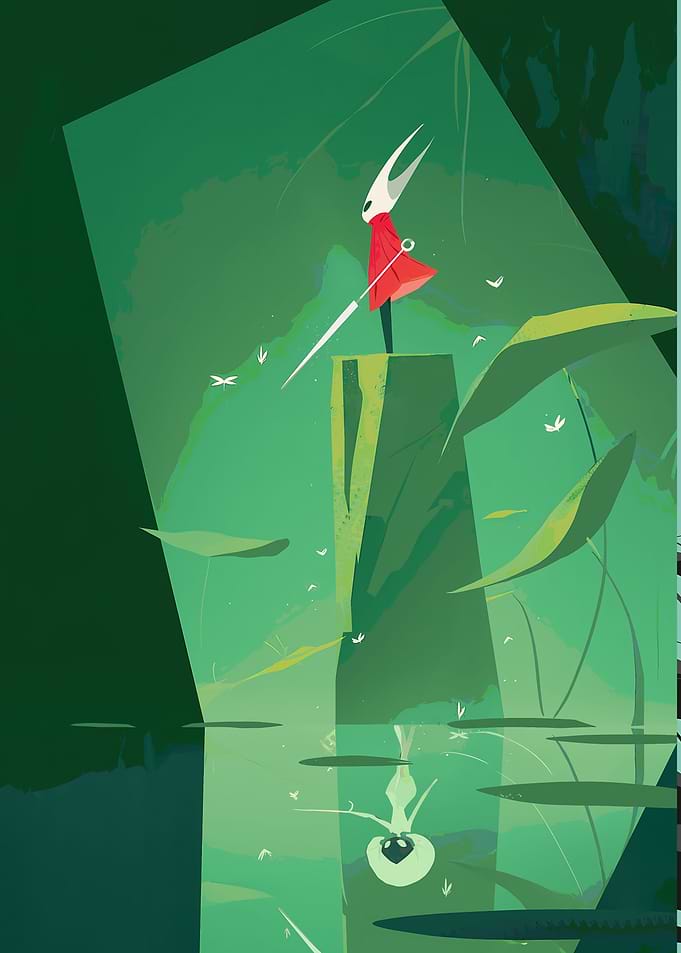 Hornet from Hollow Knight in Greenery