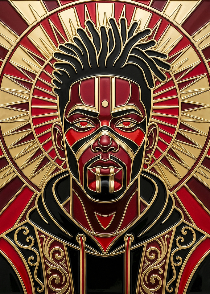 Golden Afrofuturist Portrait