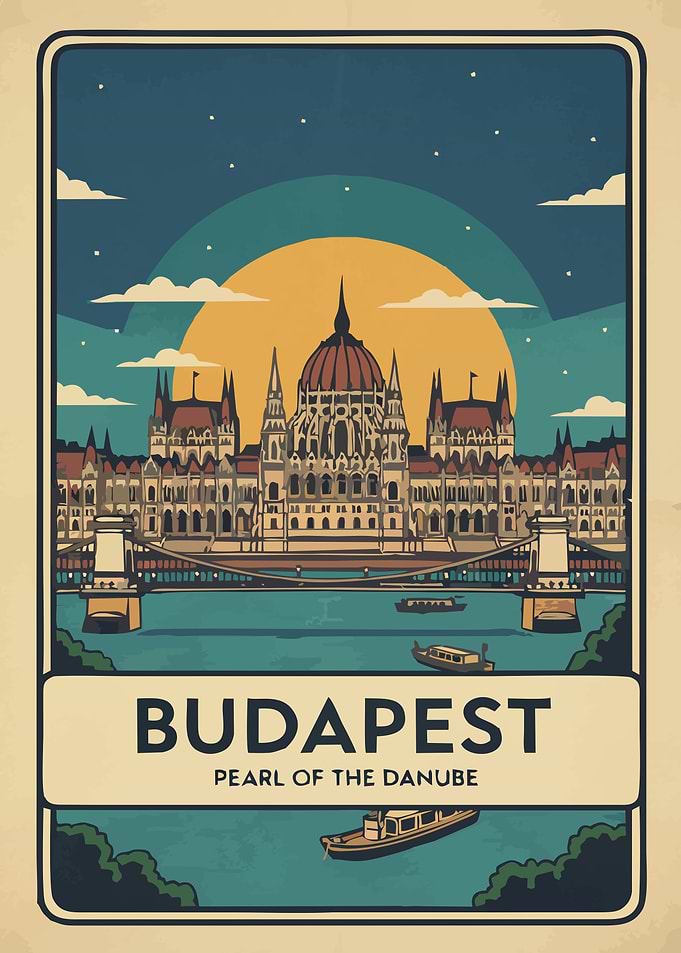 Budapest Travel Poster: Pearl of Danube