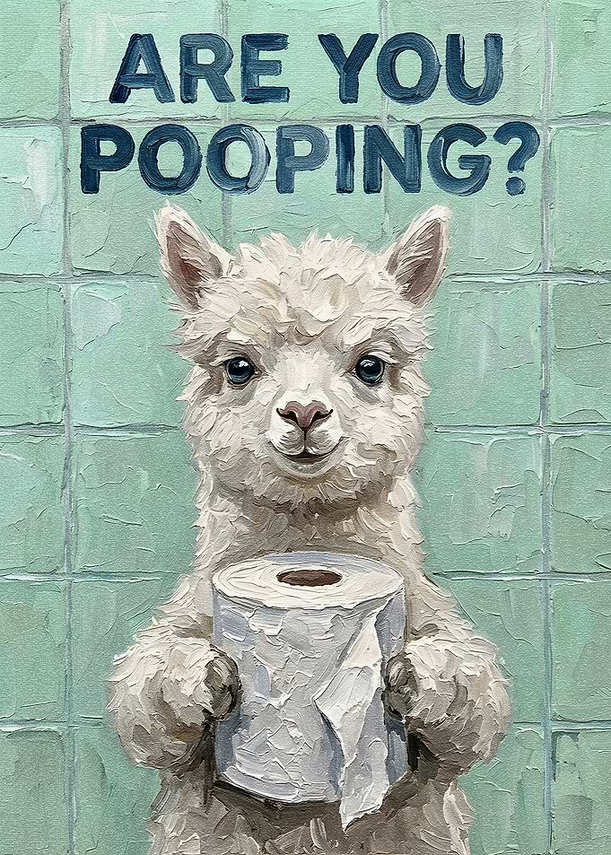Are You Pooping? Alpaca Bathroom Art