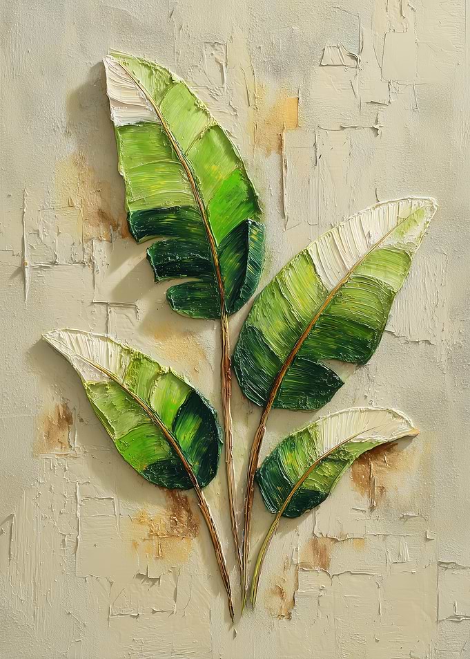 Textured Green Leaves Painting