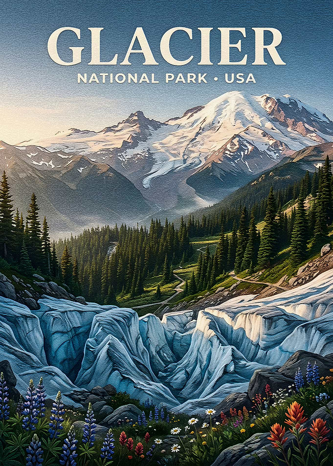 Glacier National Park Travel Poster