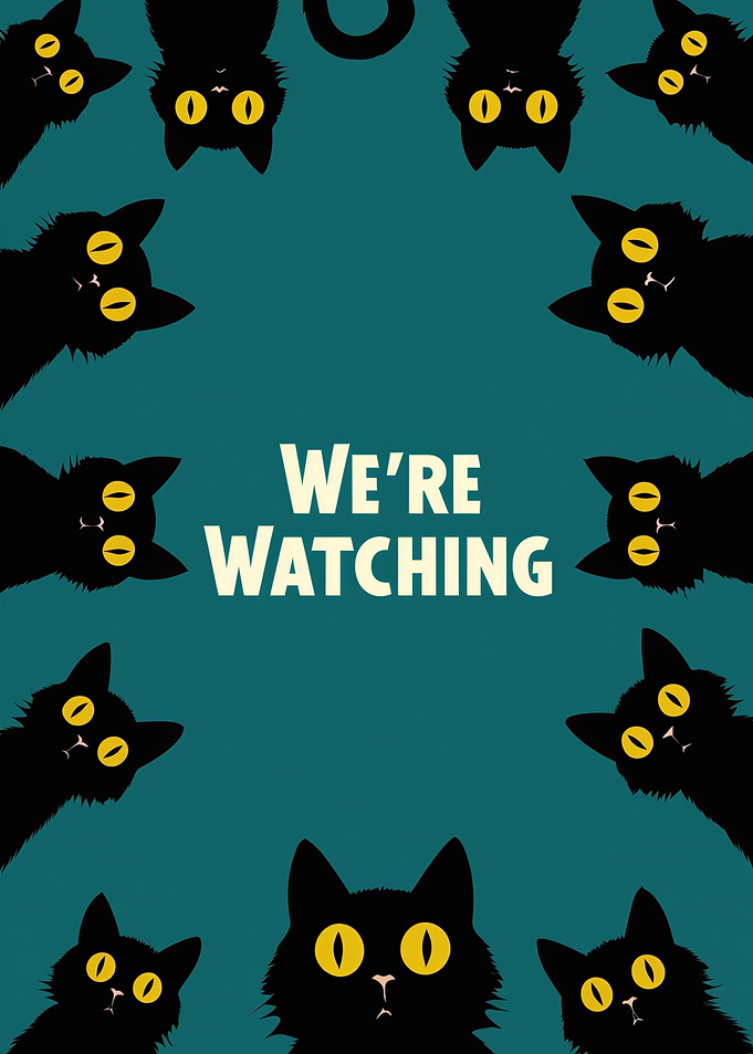 We're Watching: Black Cats Illustration