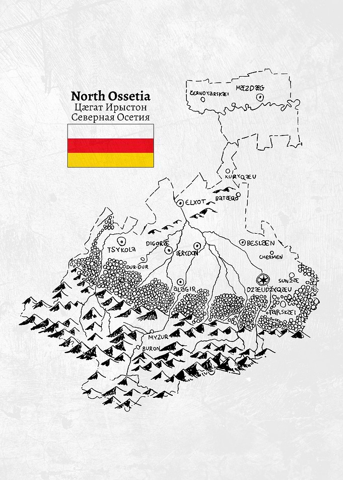 Handdrawn Map of North Ossetia