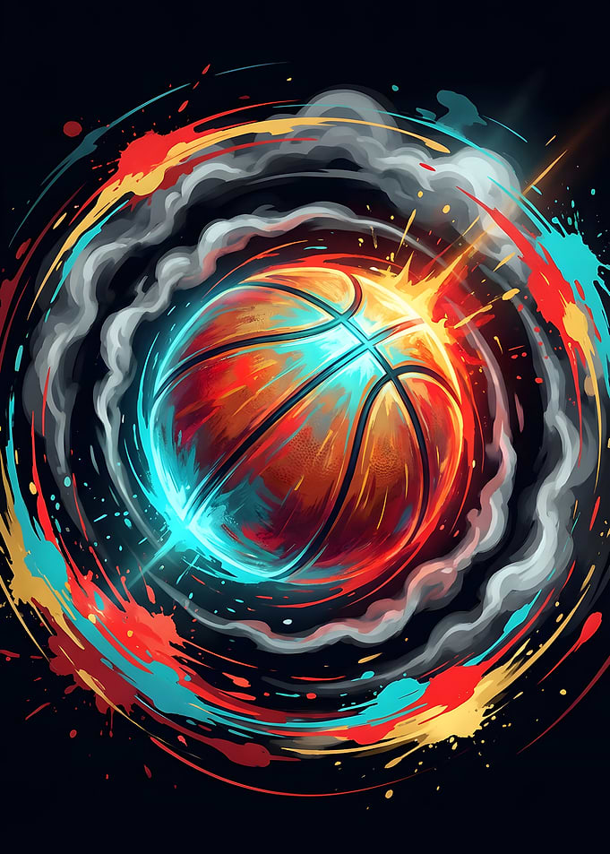 Basketball with Colorful Abstract Energy
