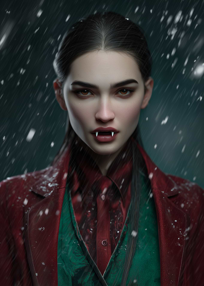 Vampire woman in the snow