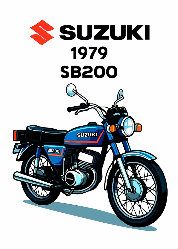 Suzuki 1979 SB200 Motorcycle Illustration