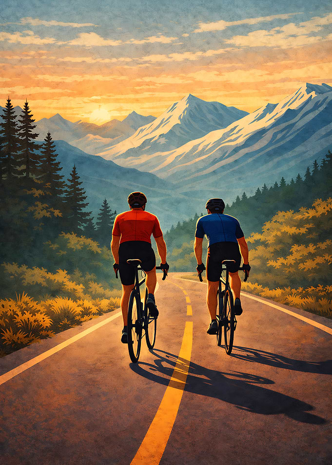 Vintage Cycling Wall Art – Scenic Bicycle Landscape Poster