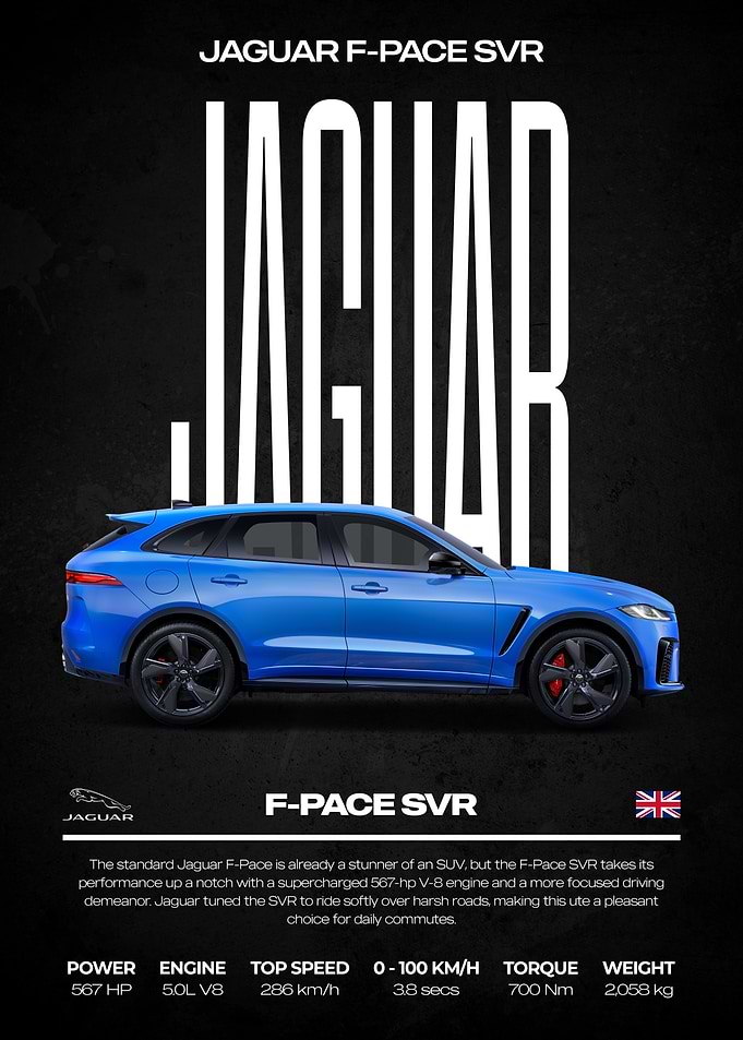 Jaguar F-Pace SVR Car Poster
