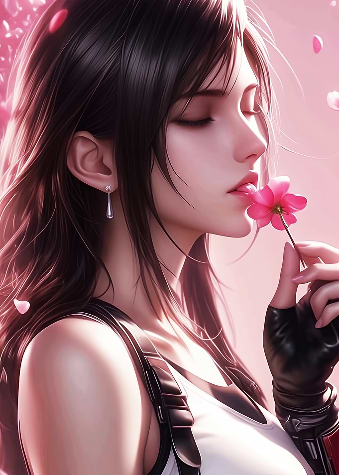 Tifa Lockhart with Pink Flower