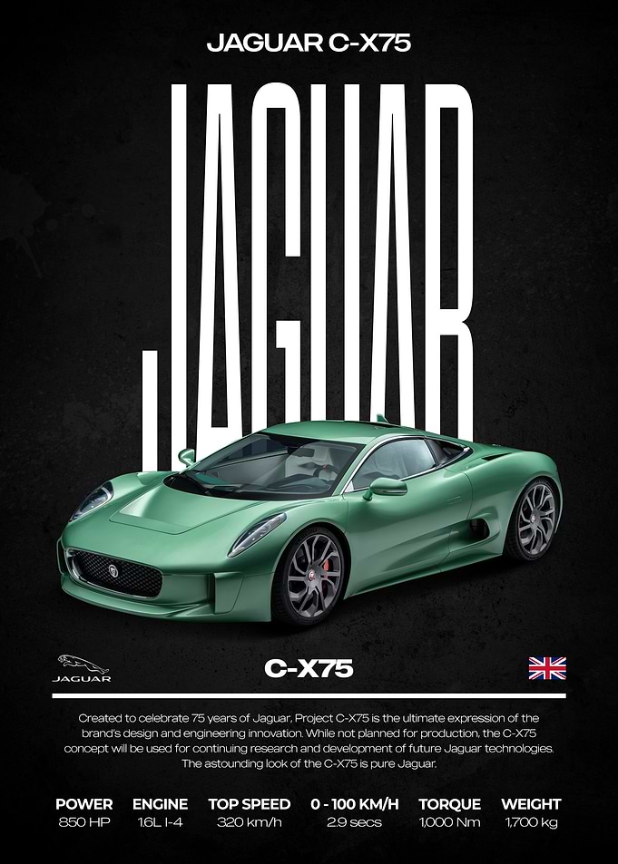 Jaguar C-X75 Car Poster
