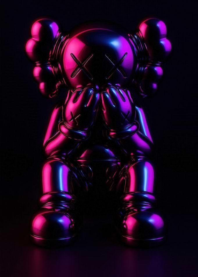 KAWS Figure in Neon Lighting