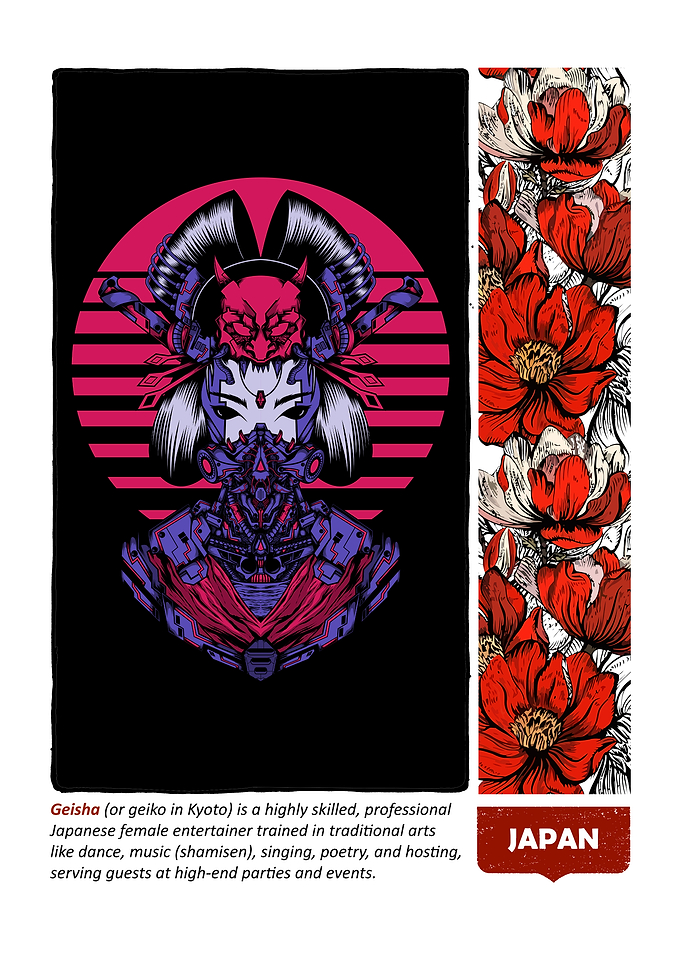 Cyberpunk Geisha with Floral Accent