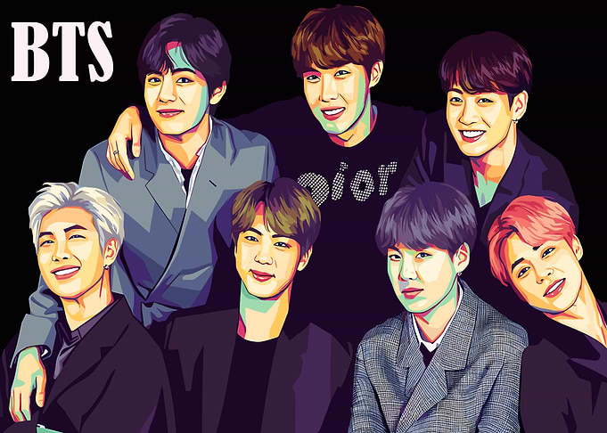 BTS Group Portrait Digital Art