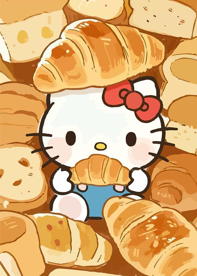 Hello Kitty Surrounded by Bread