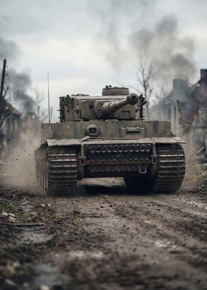Tiger Tank in War-Torn Landscape