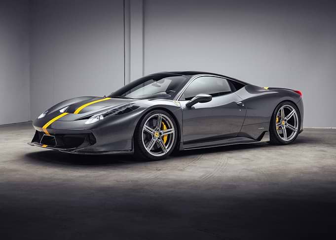 Gray Ferrari with Yellow Stripes
