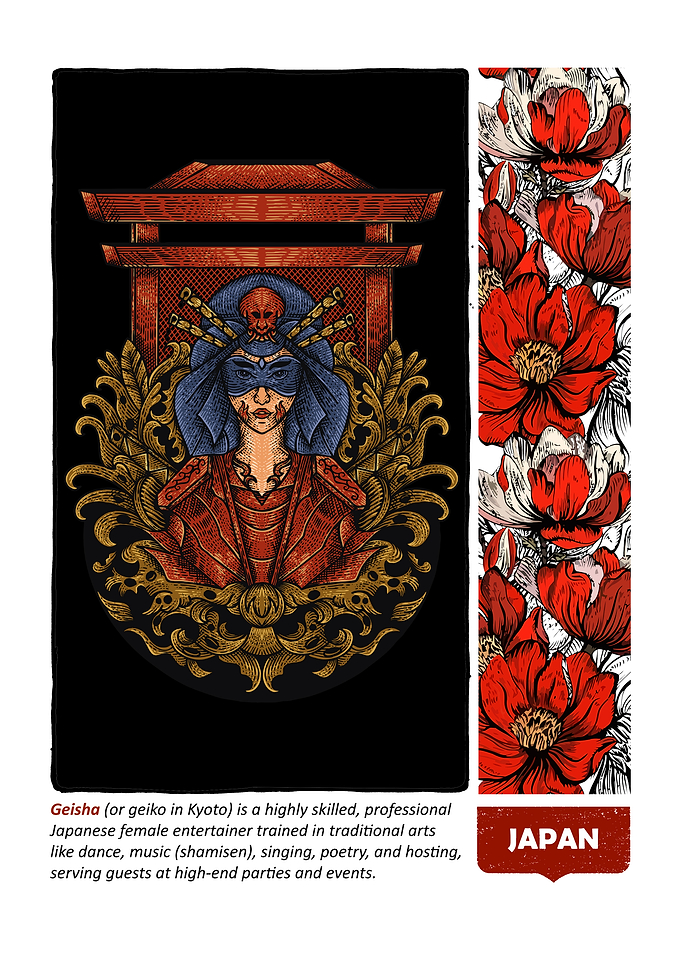 Geisha Illustration with Floral Accent