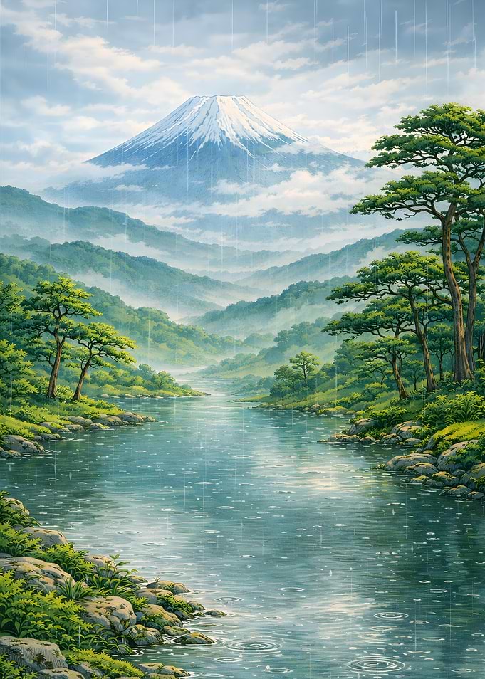 Rainy Fuji Mountain