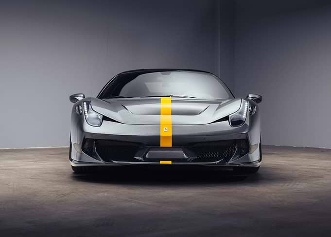 Gray Ferrari with Yellow Stripe