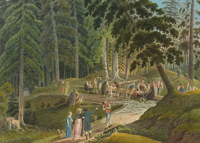 Historical Forest Gathering Painting