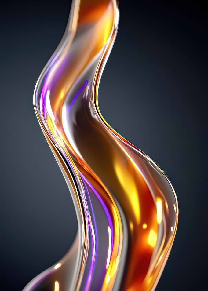 Abstract Glass Wave with Gold and Purple