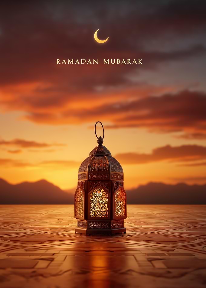 Ramadan Mubarak Lantern at Sunset