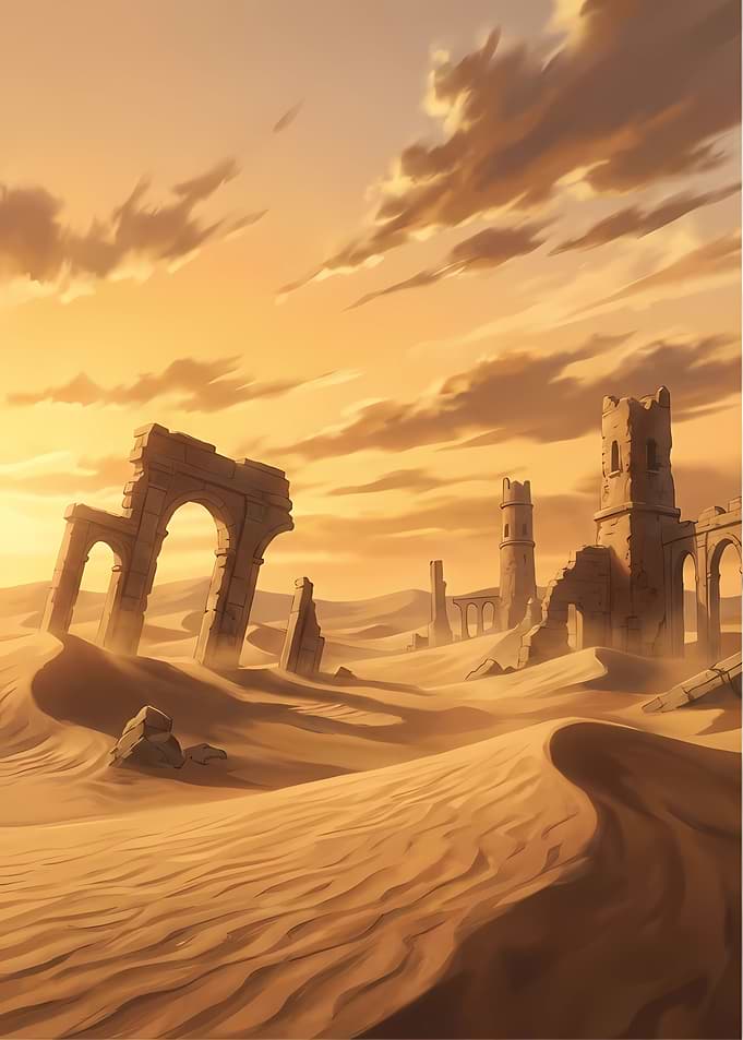 Desert Ruins at Sunset