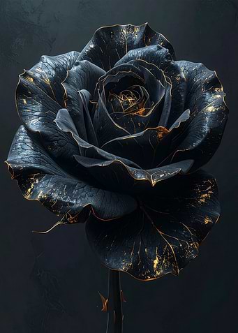 Elegant Black and Gold Rose
